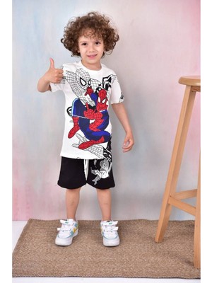 Sml Tekstil Spiderman Temalı Çocuk Tişört ve Şort Takımı