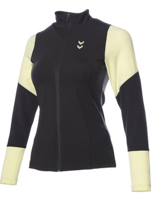 Hummel Alessi Kadın Spor Ceket 921878-2001 Rahat Kesim Siyah ve Sarı Desenli