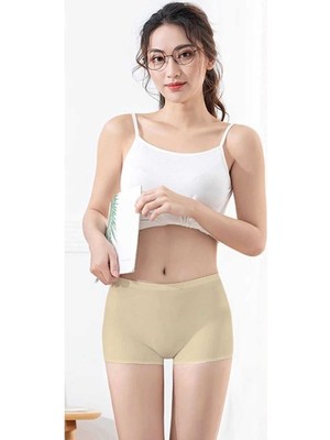 Mbb E-Ticaret 4 Adet Kadın Dikişsiz Görünmez Iz Yapmaz Mini Şort Boxer Siyah Ten