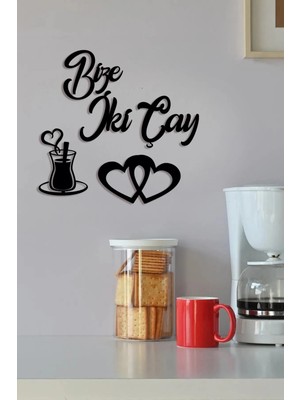 Ensa Design Bize Iki Çay Ahşap Mutfak Dekoru - Mutfak Konsepti - 35X45CM