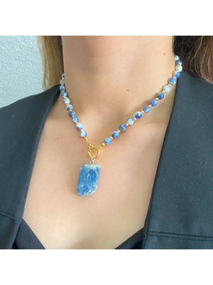 Suerte Accessories Sodalit Doğaltaşlı Lapis Lazuli Doğaltaş Uçlu El Yapımı Özel Tasarım Kolye