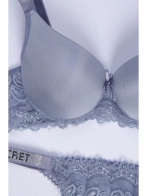 Tılsım Lingerie Love Secret Taşlı Mikro Dolgulu Indigo Sütyen Takımı - 250