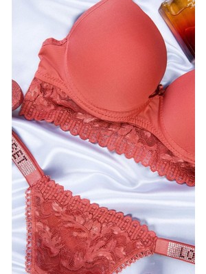 Tılsım Lingerie Love Secret Taşlı Mikro Dolgulu Kiremit Sütyen Takımı - 250