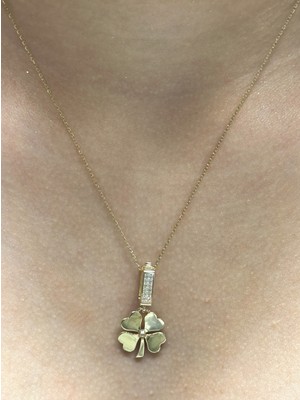 Güler Kuyumculuk 14 Ayar Altın Yonca Kolye Uçlu Zincir