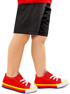 Kiko Kids Tinna Bağcıklı Erkek Çocuk Keten Ayakkabı Kırmızı