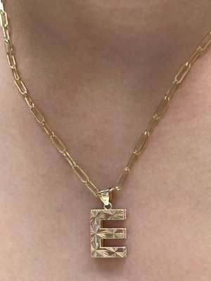 Güler Kuyumculuk Altın 3 Boyutlu E Harf Kolye Ucu