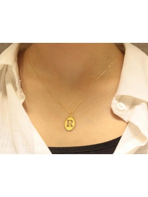 Güler Kuyumculuk 14 Ayar Altın Aynalı Zincirli R Harfi
