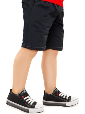 Kiko Kids Tinna Bağcıklı Erkek Çocuk Keten Ayakkabı Siyah