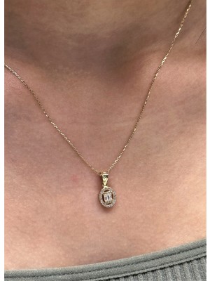 Güler Kuyumculuk Altın Baget Taşlı Kolye Ucu