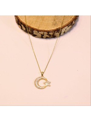Güler Kuyumculuk Altın Ay Yıldız Kolye Ucu ve Zinciri