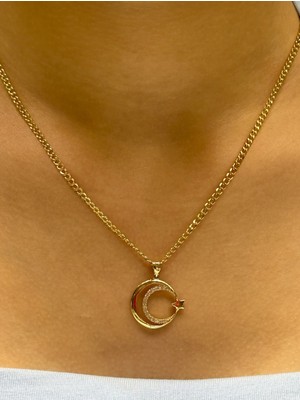 Güler Kuyumculuk Altın Ay Yıldız Kolye Uçlu Gurmet Zincir