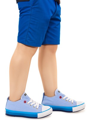 Kiko Kids Tinna Bağcıklı Erkek Çocuk Keten Ayakkabı Mavi