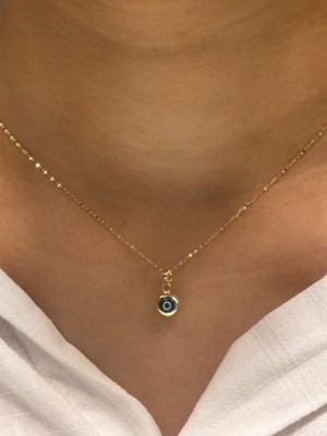 Güler Kuyumculuk 14 Ayar Altın Nazar Boncuklu Aynalı Zincir