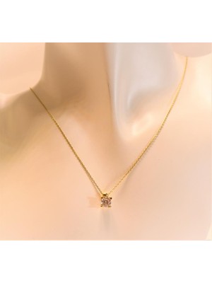 Güler Kuyumculuk Altın Tek Taş Kolye Ucu ve Zinciri