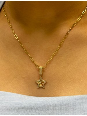 Güler Kuyumculuk Altın Yıldız Kolye Uçlu Ataç Zincir
