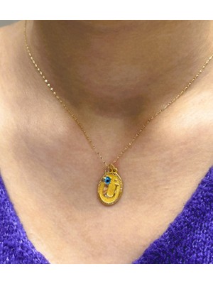 Güler Kuyumculuk Altın Nostaljik Ü Harfli Aynalı Zincirli Kolye