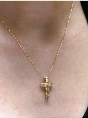 Güler Kuyumculuk Altın 3 Boyutlu T Harfli Aynalı Zincir