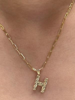 Güler Kuyumculuk Altın 3 Boyutlu H Harf Kolye Ucu