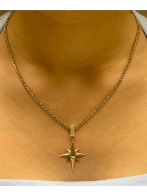 Güler Kuyumculuk Altın Kutup Yıldız Kolye Uçlu Zincir