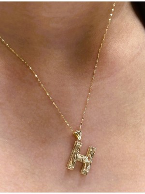 Güler Kuyumculuk Altın 3 Boyutlu H Harfli Aynalı Zincir