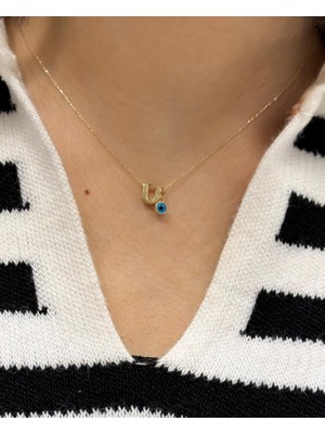 Güler Kuyumculuk Altın Nazar Boncuklu U Harfli Zincir