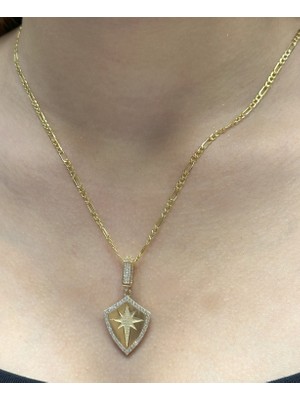 Güler Kuyumculuk 14 Ayar Altın Kutup Yıldız Kolye Uçlu Figaro Zincir