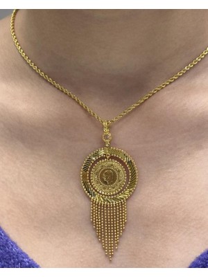 Güler Kuyumculuk Altın Baskı Çeyrek Kolye Uçlu Halat Zincir