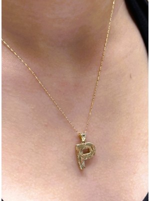 Güler Kuyumculuk Altın 3 Boyutlu P Harfli Aynalı Zincir