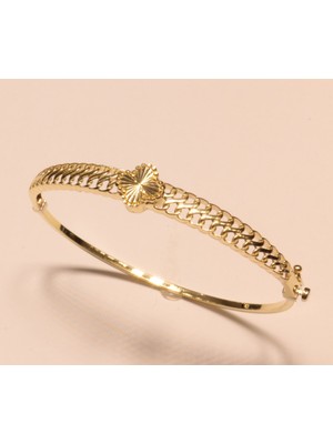 Güler Kuyumculuk 14 Ayar Altın Yonca Model Kelepçe Bilezik