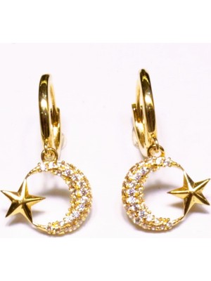 Güler Kuyumculuk 14 Ayar Altın Ay Yıldız Model Halka Küpe