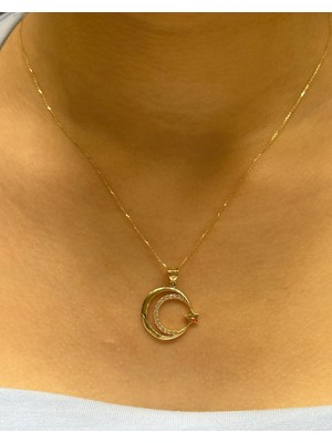 Güler Kuyumculuk Altın Ay Yıldız Kolye Uçlu Zincir