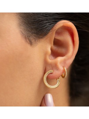 Güler Kuyumculuk Altın Taşlı Halka Küpe