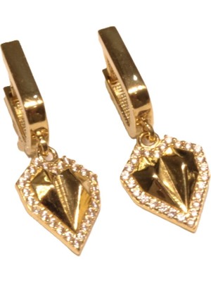 Güler Kuyumculuk 14 Ayar Altın Taşlı Halka Küpe