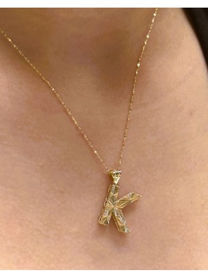 Güler Kuyumculuk Altın 3 Boyutlu K Harfli Aynalı Zincir