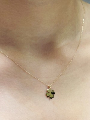 Güler Kuyumculuk 14 Ayar Altın Yonca Kolye Uçlu Zincir