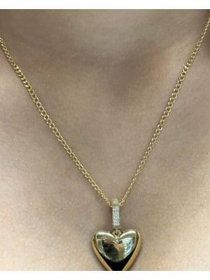 Güler Kuyumculuk 14 Ayar Altın Kalp Kolye Uçlu Gurmet Zincir