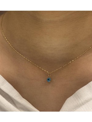 Güler Kuyumculuk 14 Ayar Altın Nazar Boncuklu Aynalı Zincir