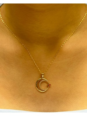 Güler Kuyumculuk Altın Ay Yıldız Kolye Uçlu Aynalı Zincir