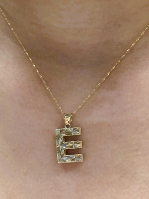 Güler Kuyumculuk Altın 3 Boyutlu E Harfli Aynalı Zincir