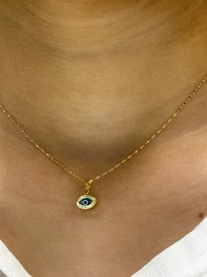 Güler Kuyumculuk 14 Ayar Altın Nazar Boncuklu Aynalı Zincir