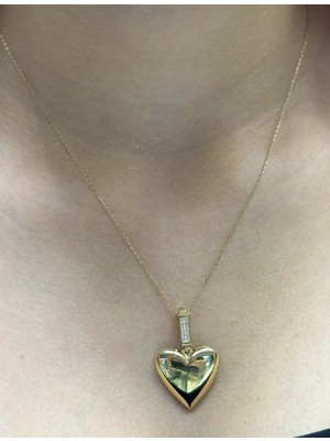 Güler Kuyumculuk 14 Ayar Altın Kalp Kolye Uçlu Zincir