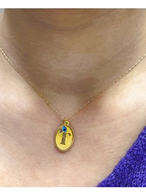 Güler Kuyumculuk Altın Nostaljik T Harfli Aynalı Zincirli Kolye