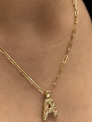 Güler Kuyumculuk Altın 3 Boyutlu A Harfli Ataç Zincir