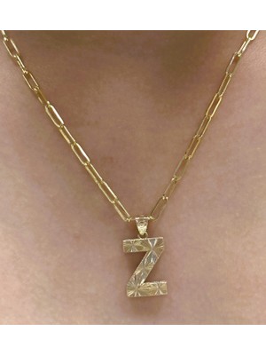 Güler Kuyumculuk Altın 3 Boyutlu Z Harf Kolye Ucu