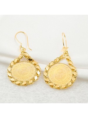 Güler Kuyumculuk 22 Ayar Çeyrek Altın Küpe Kadınlar İçin Pullu Sarı Renkli Zarif Tasarım