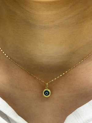 Güler Kuyumculuk 14 Ayar Altın Nazar Boncuklu Aynalı Zincir