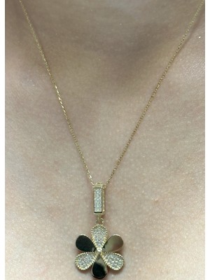 Güler Kuyumculuk 14 Ayar Altın Yonca Kolye Uçlu Zincir