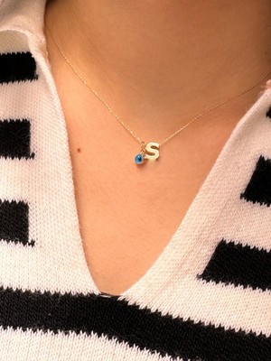 Güler Kuyumculuk Altın Nazar Boncuklu S Harfli Zincir