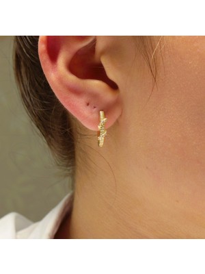 Güler Kuyumculuk Altın Taşlı Halka Küpe