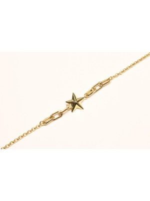 Güler Kuyumculuk Altın Ataç Zincirli Yıldız Bileklik
